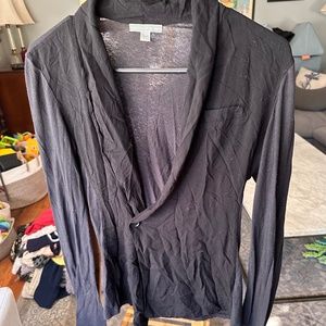 James Perse Soft Black Cardigan-Blazer; One Button, Size Small (S)